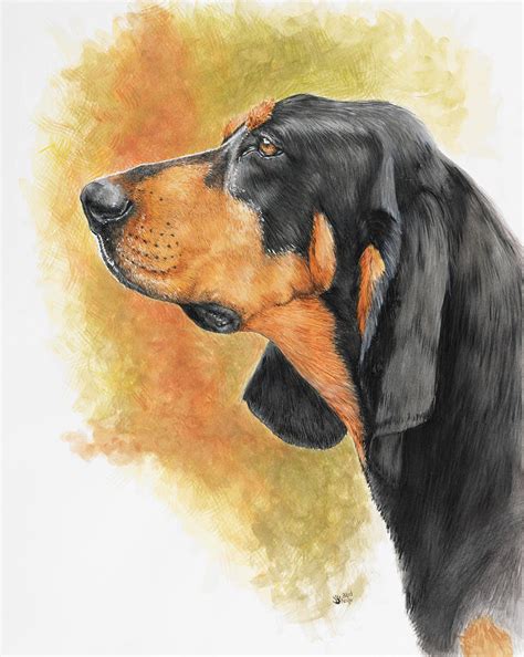 Black And Tan Coonhound Painting By Barbara Keith