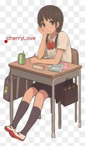 Anime Girl Render 8 By Kamizawayukina Anime Girl Sitting At Desk