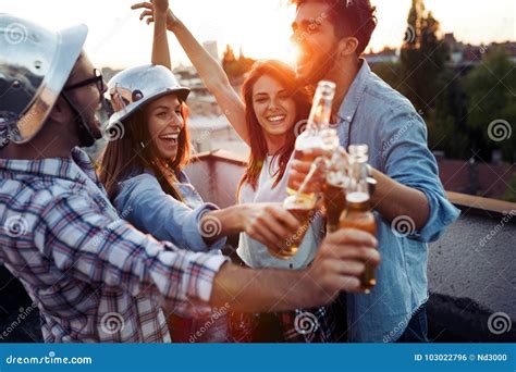 Happy Cheerful Friends Spending Fun Times Together Stock Photo Image