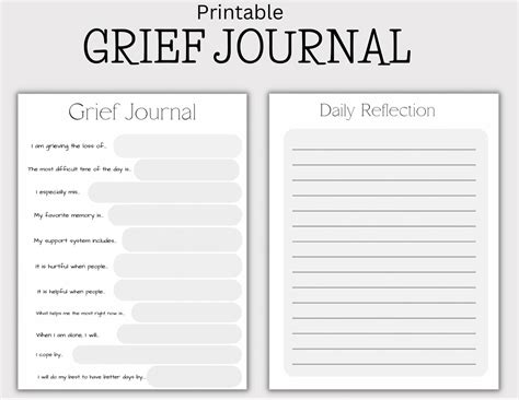 Printable Grief Journal Grief Template Coping With Grief Printable