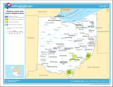 The ohio state map website features printable maps of ohio, including detailed road maps, a relief ohio is the 35th largest state in the united states, and its land area is 40,948 square miles (106,055. Landkarte Ohio (Karte Parks und Indianerreservate ...