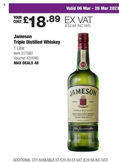 Jameson Triple Distilled Whiskey Offer At Costco
