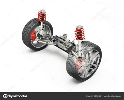 Multi Link Front Car Suspension With Brakes And Wheels ⬇ Stock Photo