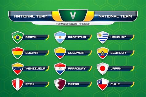 Teams Of South America For Soccer Premium Vector