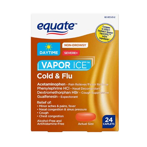 Equate Daytime Non Drowsy Vapor Ice Severe Cold And Flu Coated Caplets
