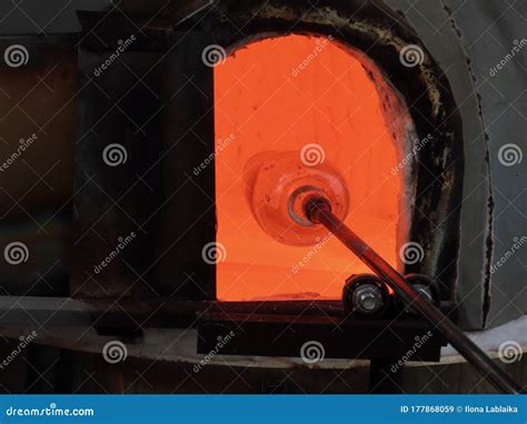 Glass Blowing In Furnace Stock Image Image Of Glass 177868059