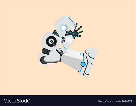 Business Flat Drawing Depressed Robot Feeling Sad Vector Image