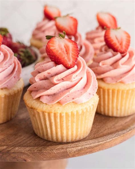 Strawberry Filled Cupcakes With Strawberry Buttercream Bake And Bacon