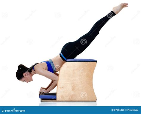 Woman Fitness Pilates Exercices Isolated Stock Photo Image Of Machines Pilates