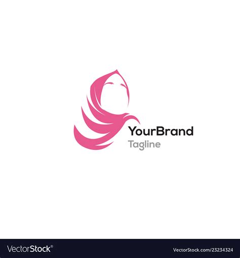 Feminine Pink Hijab Logo Template Royalty Free Vector Image