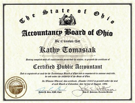 Cpa Certification Kathy Tomasiak Cpa