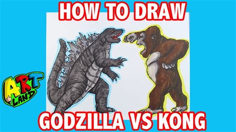 How To Draw Godzilla Vs Kong Fight Scene Youtube