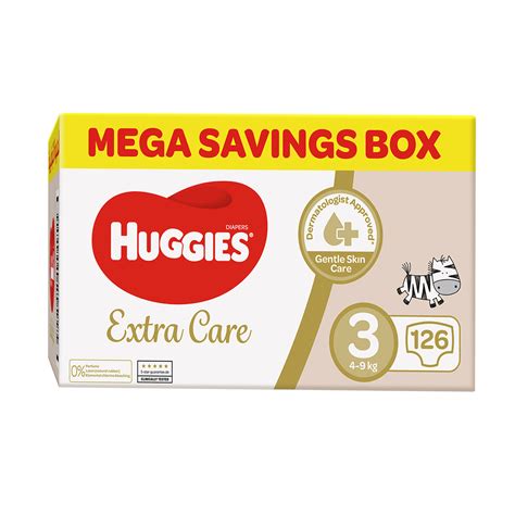 Huggies Diaper Extra Care Mega Box Size 3 4 9kg 126pcs Online At Best