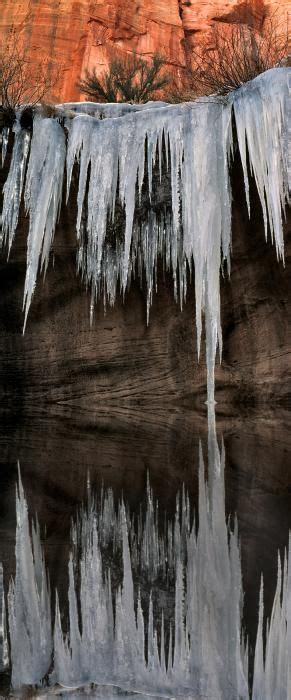 Frozen Waterfall Zion National Park Kolob Area Utah Usa Waterfall