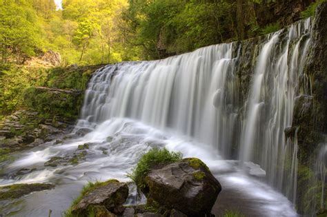Landscape United Kingdom Wales South Wales Neath Ystradfellte Waterfall