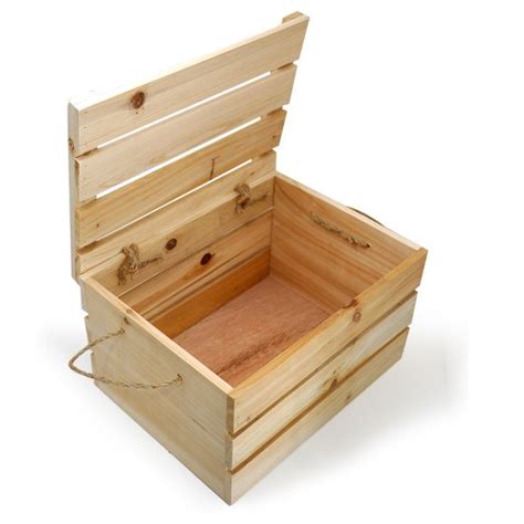 Natural Wooden Crate Storage Box With Lid Medium Would Love This