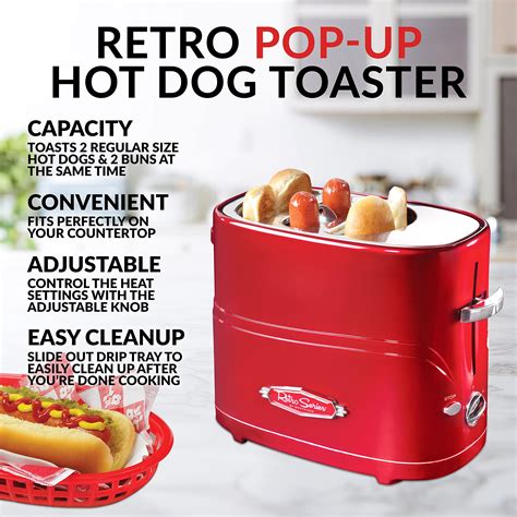 Buy Nostalgia 2 Slot Hot Dog And Bun Toaster With Mini Tongs Hot Dog