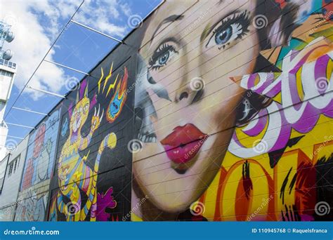 Wall With Beautiful Graffiti Street Art Editorial Stock Photo Image