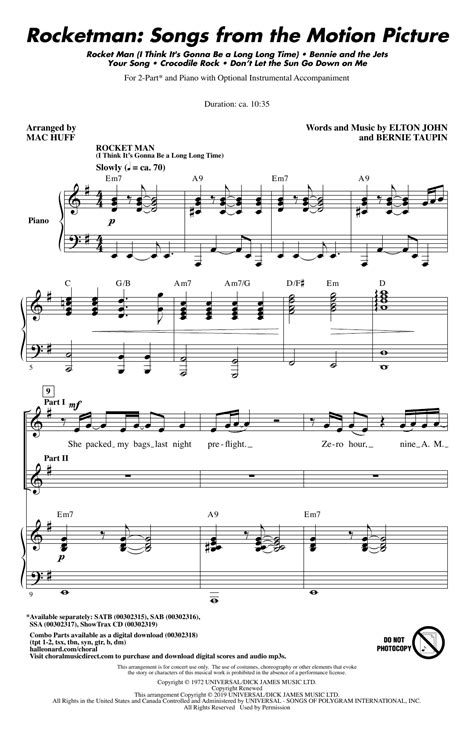 Elton John Rocketman Songs From The Motion Picture Arr Mac Huff 5 98 Virtual Sheet Music