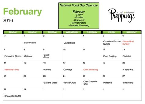 Calender With National Food Days National Food Day Calendar Calendar