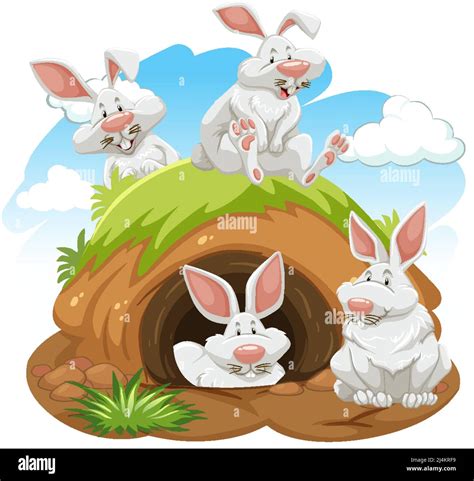Group Of Rabbits With Burrow Illustration Stock Vector Image And Art Alamy