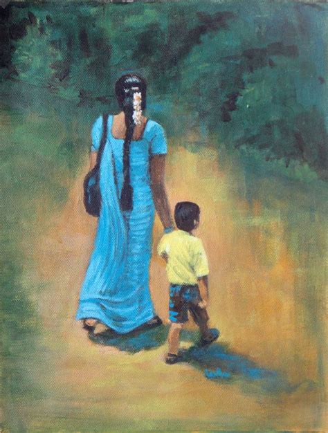 Ammas Grip Leads Painting By Usha Shantharam Saatchi Art