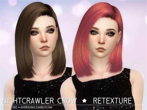 Aveira Sims 4 Nightcrawler`s Crow Hair Retextured Sims 4 Hairs