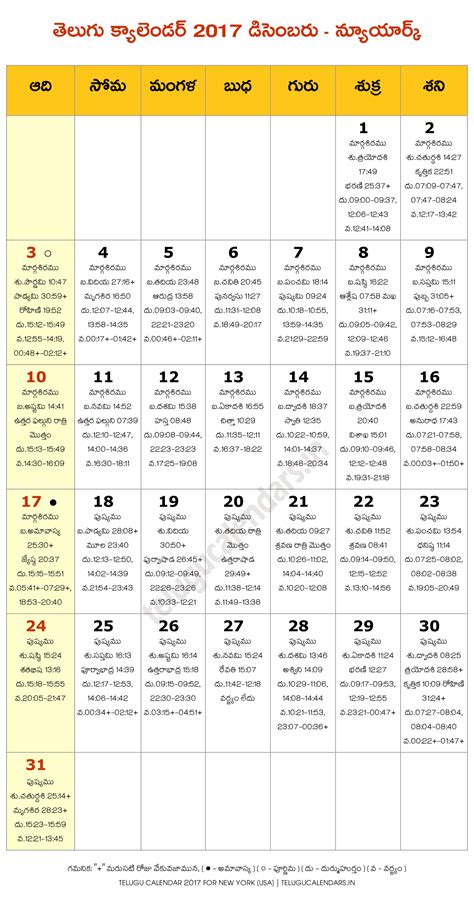 New York December Telugu Calendar Telugu Calendar Pdf