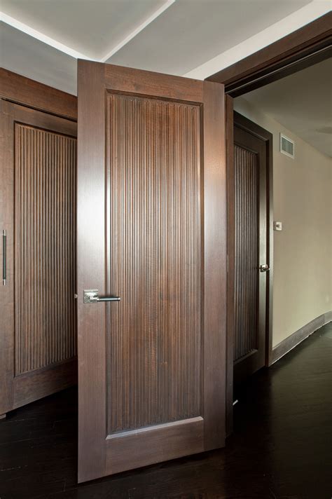 Interior Door Custom Single Solid Wood With Walnut
