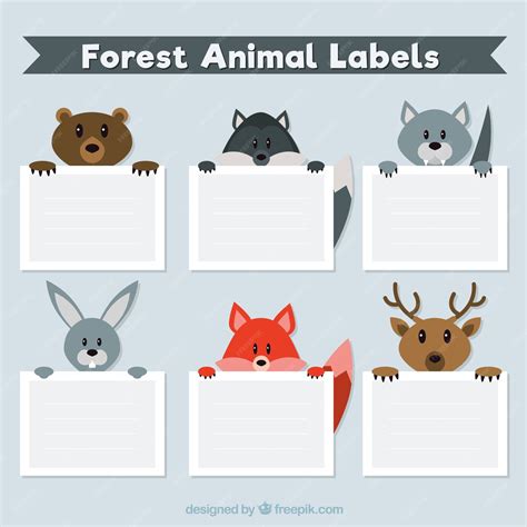 Free Vector Pack Of Six Lovely Animal Labels