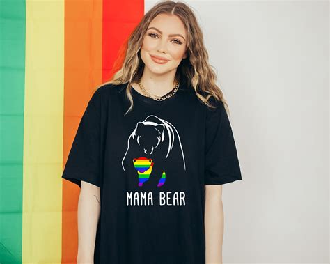 Pride Mama Bear Shirt Lgbt Mama Bear T Shirt Lesbian Mom Etsy