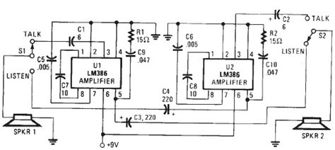 Lm386 Based Electronic Intercom Circuit With Explanation Electronic