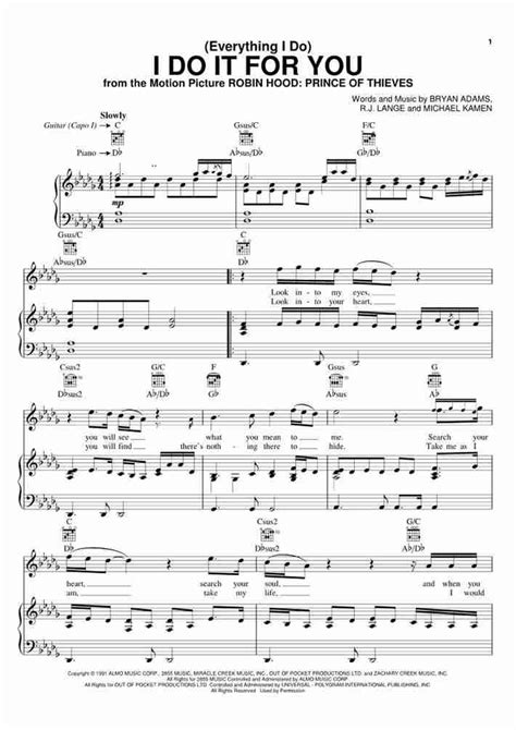 I Do It For You Piano Sheet Music Onlinepianist