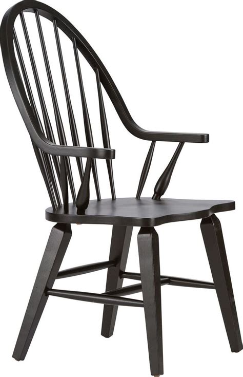 Windsor chairs are perfect as kitchen chairs or dining room chairs. Hearthstone Black Windsor Back Arm Chair from Liberty (482 ...