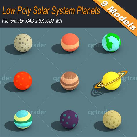 Low Poly Solar System Planets Isometric 3d Model Free Download