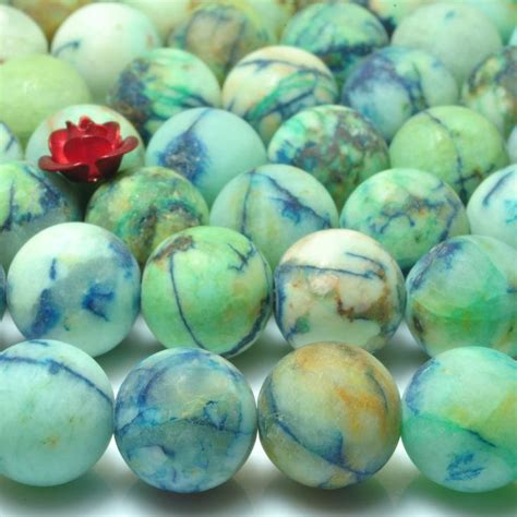 Yesbeads Blue Green Stone Matte Round Beads Gemstone 8mm 10mm 15