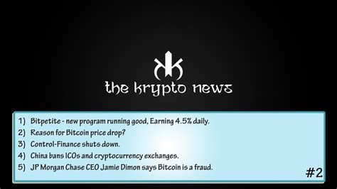 A local media outlet reported that. The Krypto News #2 - Bitcoin price drops | Control Finance shuts down | Bitpetite Earning Daily ...
