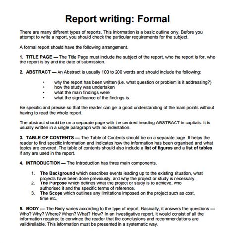 Sample Report Writing Format Free Documents In Pdf