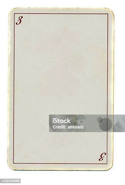 Empty Playing Card Paper Background With Line And Number 3 Stock Photo