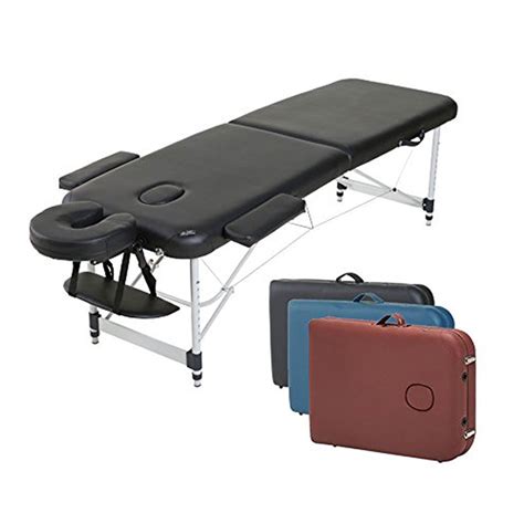 2 Section Black Aluminum 84l Portable Massage Table Bed W Carry Case