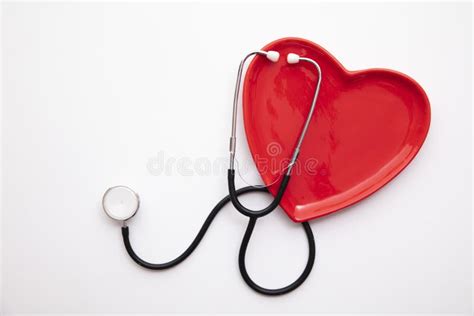 Red Heart Shape With A Stethoscope Healthy Heart Concept Stock Image