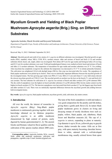 In a large skillet or sauté pan heat oil to medium, add shallots, carrots, mushrooms, and. (PDF) Mycelium Growth and Yielding of Black Poplar ...