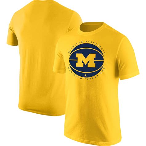 Mens Jordan Brand Maize Michigan Wolverines Basketball Logo T Shirt