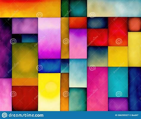 Colorful Squares And Rectangles Abstract Ai Artwork Stock Illustration