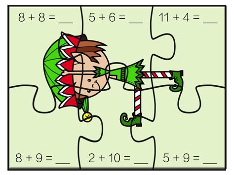 First Grade Christmas Math Puzzle Version 2 Math Game Active Math Games