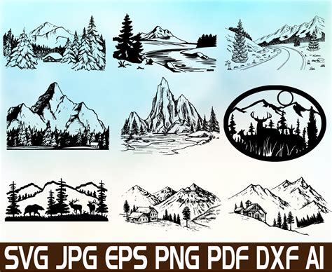 Mountain Svg Clipart Forest Svg Mountain Svg Mountain And Etsy In