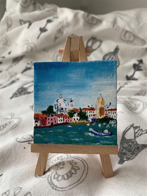 Mini Detailed Square Painting In Acrylic On Canvas Etsy Uk In 2023
