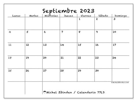 Calendarios Septiembre 2023 Michel Zbinden Es