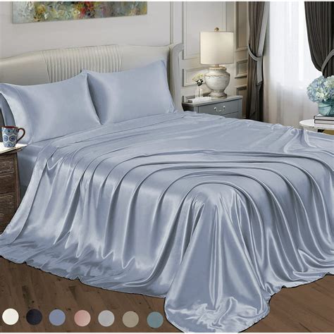 satin radiance soft silky satin sheets solid color deep pocket twin xl size satin bed sheet set
