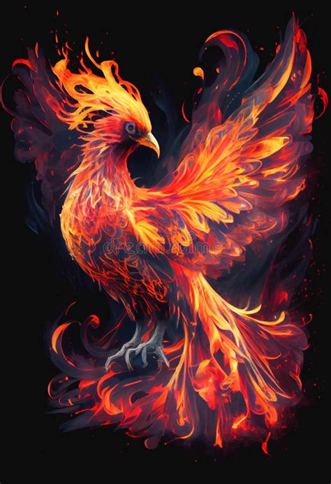 Flaming Fiery Phoenix Bird From The Ashes Stock Photo Image Of